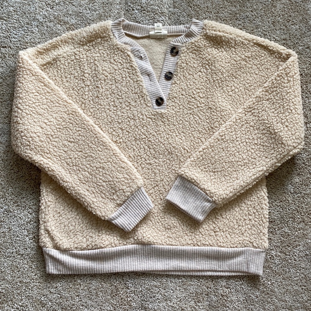 a.n.a. Sherpa v-neck sweater